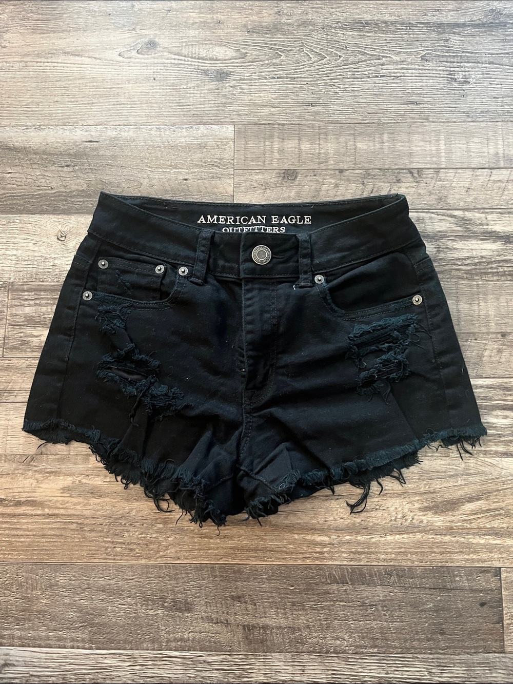 American Eagle Outfitters Black Distressed Jean Shorts